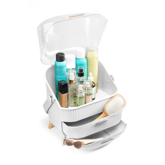 Gillian Jones Suuri järjestäjä kahvalla ja 2 laatikolla - Valkoinen - Suuri