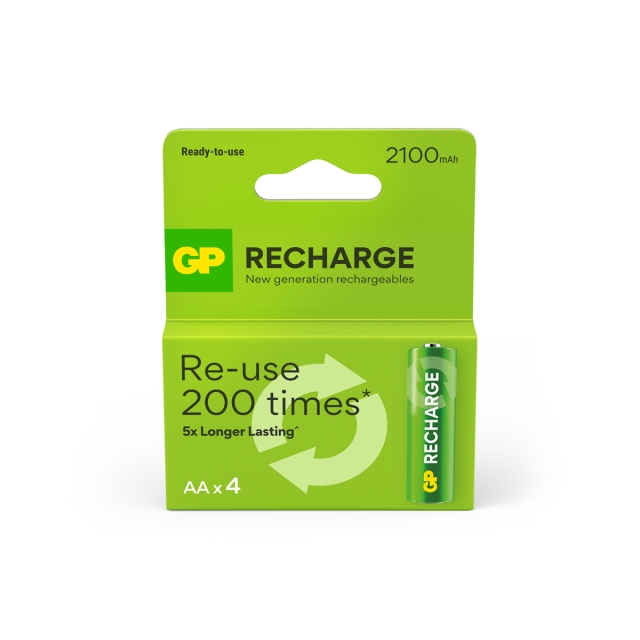 GP Recharge ladattava akku, koko AA, 2100 mAh, 4-pakkaus