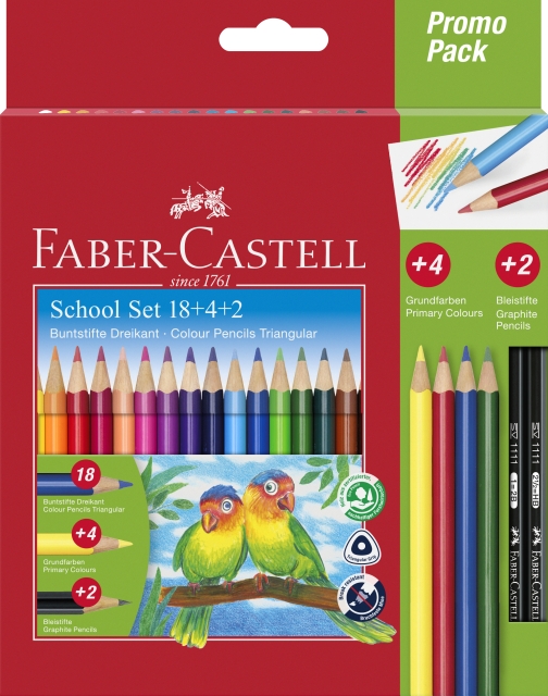 Faber-Castell Kolmikulmaiset lyijykynät Promo Pack 18+4+2 (201597)