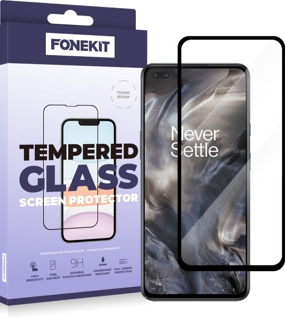 FoneKit Full Cover -panssarilasi, OnePlus Nord / Nord 2 / Nord 2T
