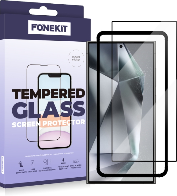FoneKit Full Cover -panssarilasi, Samsung Galaxy S24 Ultra, musta