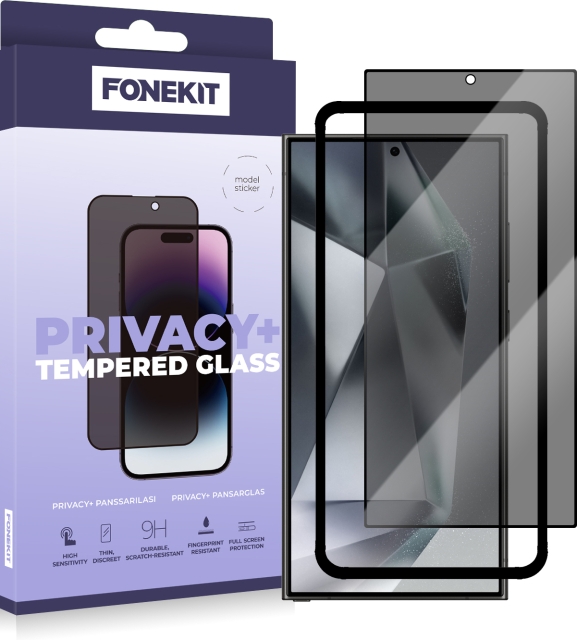 FoneKit Privacy+ Full Cover -panssarilasi, Galaxy S24 Ultra, musta