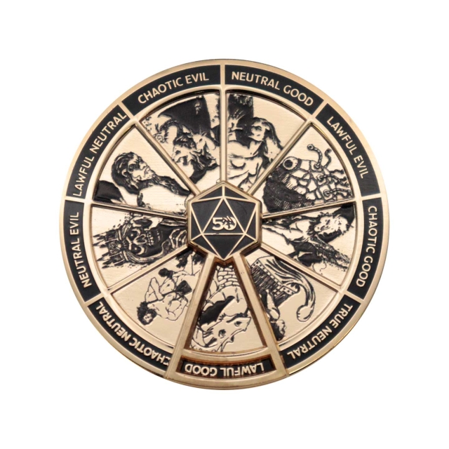 Dungeons & Dragons 24k kullattu Alignment Spinner Pin Pin merkki