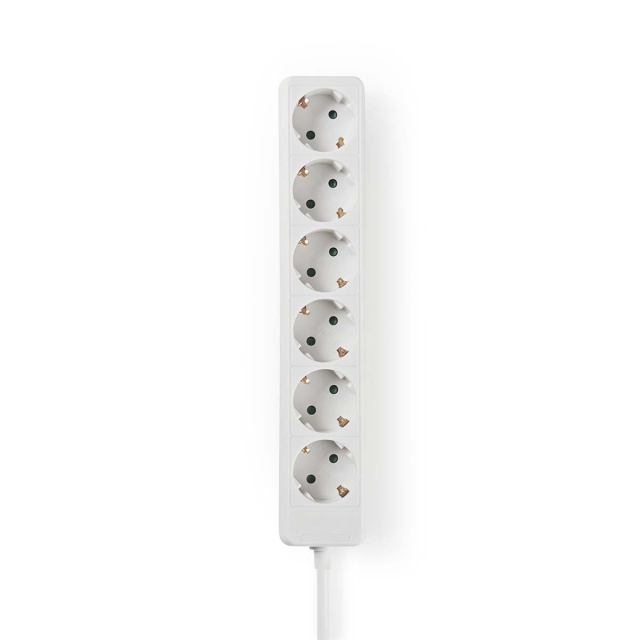 Nedis Jatkojohto | Maadoitettu virtaliitin / Tyyppi F (CEE 7/7) | 6-suuntainen | 1.50 m | 3680 W | 16 A | Maadoituksen tyyppi: Sivukontaktit | 230 V AC 50/60 Hz | Pistokannan kulma: 45 ° | H05VV-F 3G1.5mm² | Valkoinen