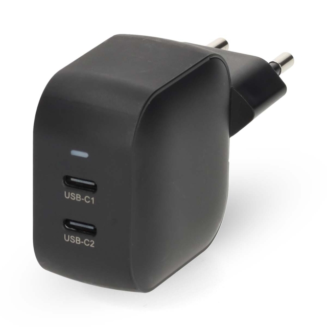 Nedis Seinälaturi | 35 W | GaN | PD3.0 | Pikalataus-toiminto | 1.75 / 2.33 / 2.92 / 3.0 A | Lähtöliitäntöjen määrä: 2 | 2x USB-C™ | Automaattinen Jännitteen Valinta | Musta