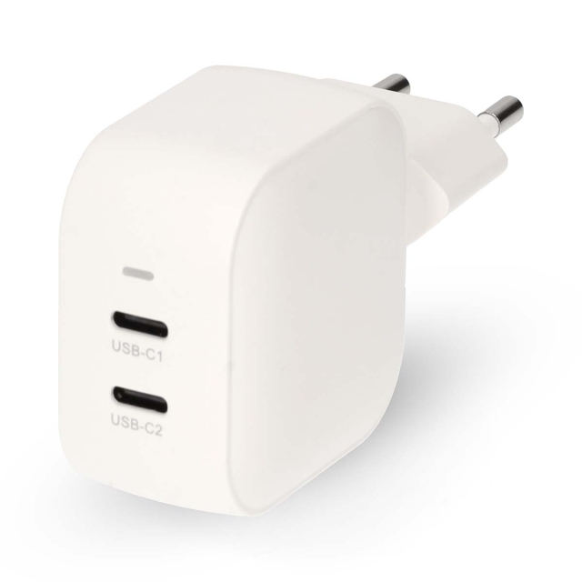 Nedis Seinälaturi | 35 W | GaN | PD3.0 | Pikalataus-toiminto | 1.75 / 2.33 / 2.92 / 3.0 A | Lähtöliitäntöjen määrä: 2 | 2x USB-C™ | Automaattinen Jännitteen Valinta | Valkoinen
