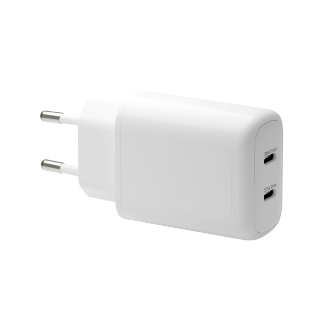 dbramante1928 Re-charge Pro - EU seinälaturi 2x USB-C 20W - Valkoinen