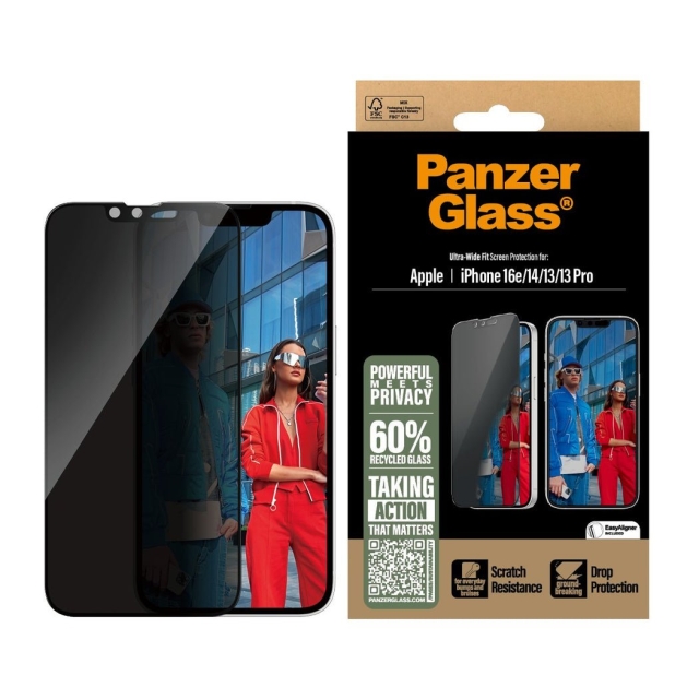 PanzerGlass Näytön suojaus - iPhone 16e - 14 - 13 - 13 Pro - Ultra-Wide Fit - erittäin leveä istuvuus