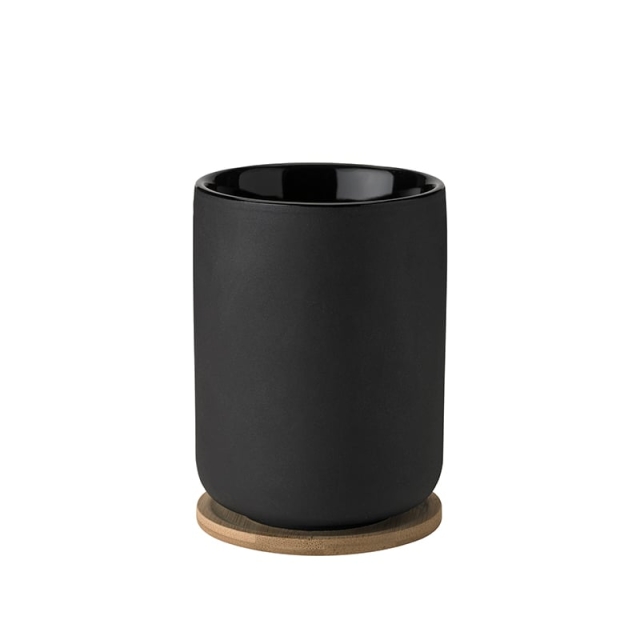 Stelton Theo Thermo Cup aluslautasella 0,25 L (musta)