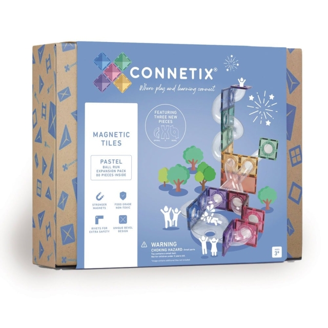Connetix Ball Run laajennuspakkaus - pastelli - 80 palaa - (CT-P-00080-BR)