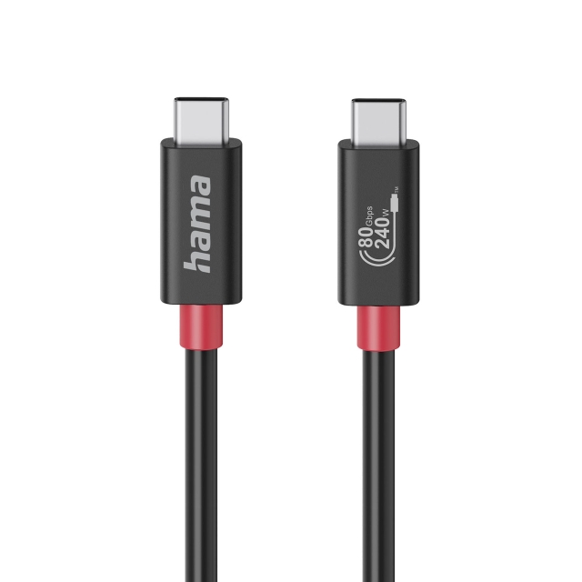 Hama Kaapeli USB-C USB 4.0 Gen4 80 Gbit/S 240W 1.0M Musta