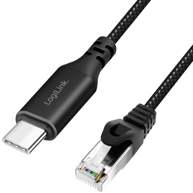 LogiLink USB-C till Nätverkskabel RJ45 1 Gbps Aktiv 1 m