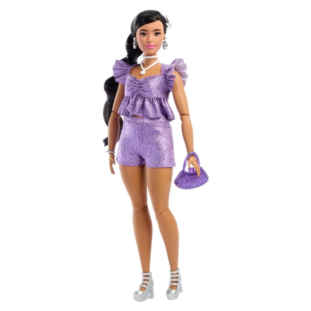Barbie Deluxe-tyylinen violetit shortsit intiaaninukke (JFP43)
