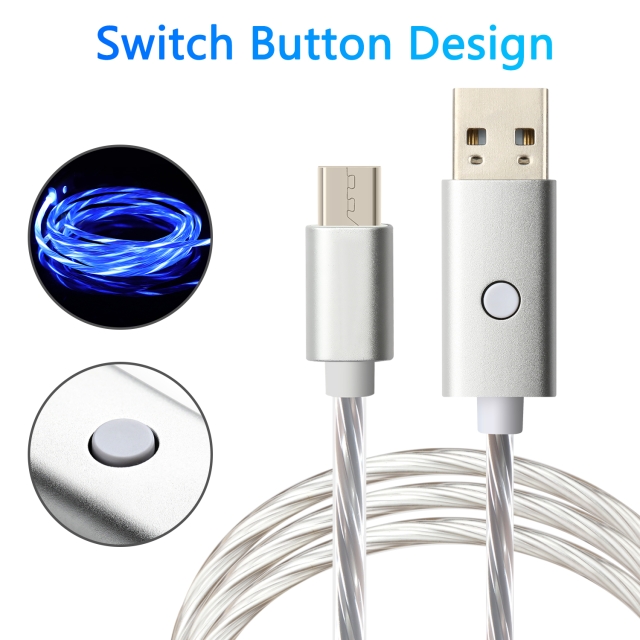Oniverse Micro Usb latauskaapeli Ledillä, 2 metriä - Valkoinen