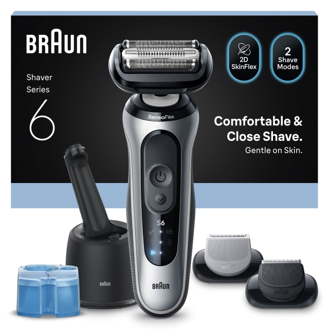 Braun Series 6 -sarjan sähköparranajokone - SmartCare Center +2 lisälaitetta - 62-S7650CC - hopea