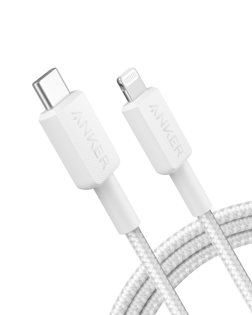 Anker 322 USB-C-Lightning-kaapeli (6ft punottu) - valkoinen
