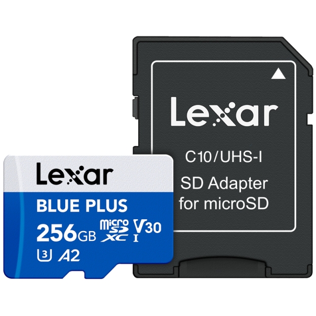 Lexar MicroSDHC Blue Plus UHS-I SD-sovittimen kanssa 256GB
