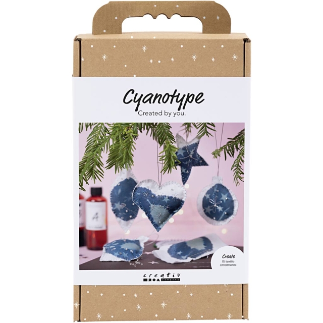 Craft Kit Cyanotype - Cyanotypia joulukoristeet - sininen - hopea (977848)