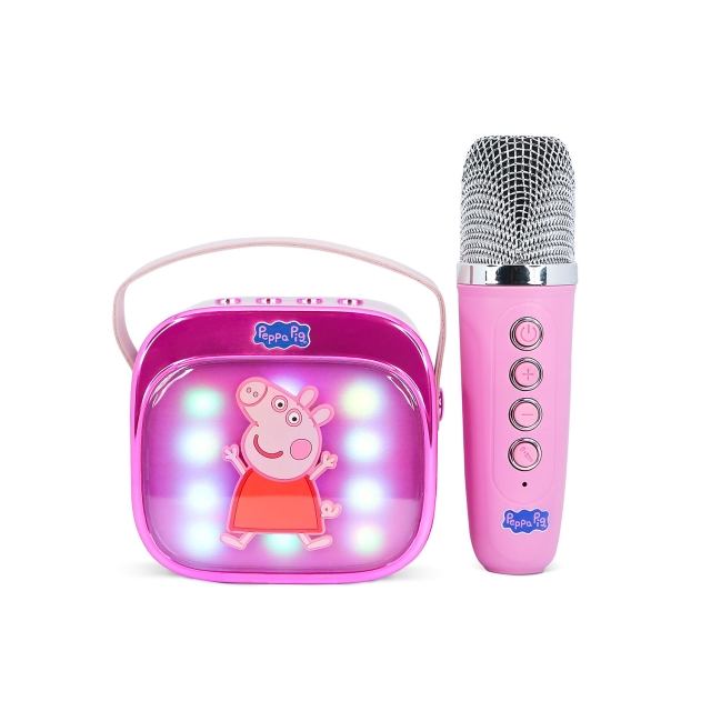 Peppa Pig Karaoke Kaiutin Mikrofonilla Pipsa Possu Popsing LED
