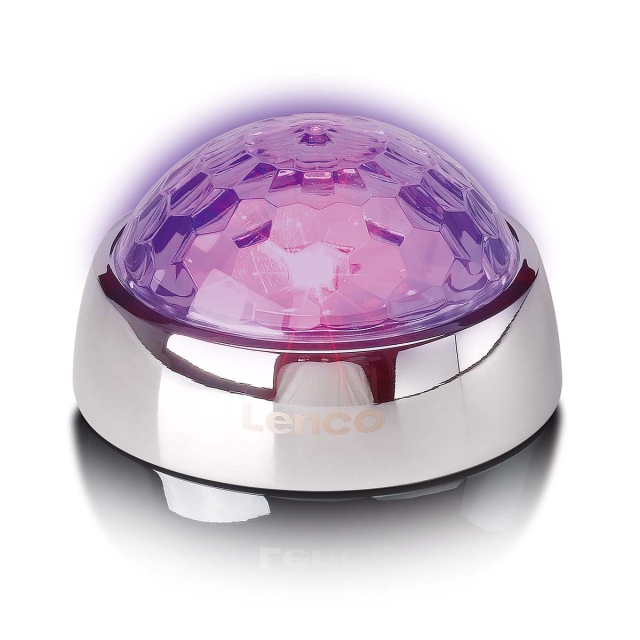 Lenco Keskellä vakauttaja Party LED-valo levysoittimelle Hopea