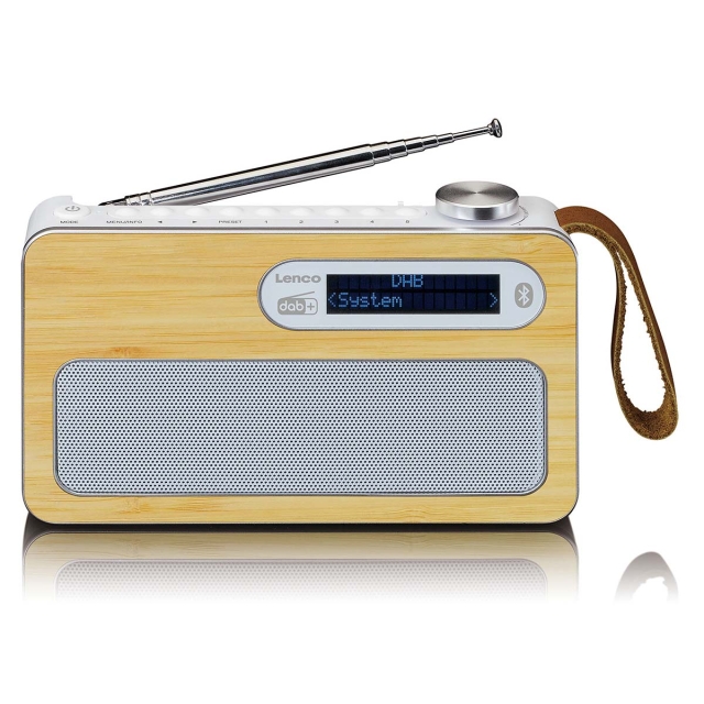 Lenco Kannettava DAB+/ FM-radio Bluetooth®:lla Bamboo White -mikrofoni, valkoinen