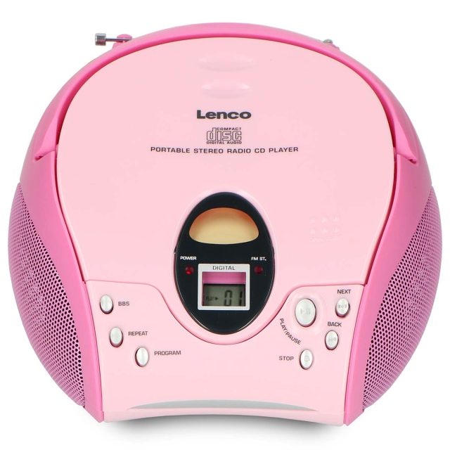 Lenco Kannettava FM-radio CD-levyllä Pink