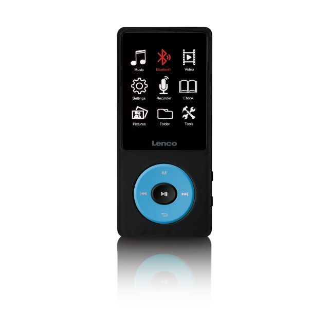 Lenco MP3/MP4-soitin Bluetooth®:llä ja 8 GB:n sisäisellä muistilla Sininen