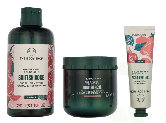 The Body Shop G3 Small British Rose Giftset 140 ml Hand Cream 30ml/Body Butter 50ml/Shower Cream 60ml