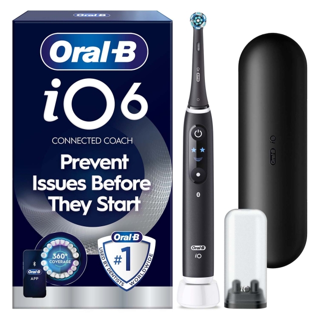 Oral B Eltandborste iO6 Black Lava, 1 Extra Refill