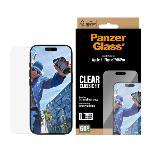 PanzerGlass Näytönsuojus iPhone 17/iPhone 16 Pro – Classic Fit ja EasyAligner