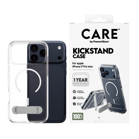 PanzerGlass - CARE Feature Case, läpinäkyvä, tukijalka ja MagSafe - iPhone 17 Pro Max