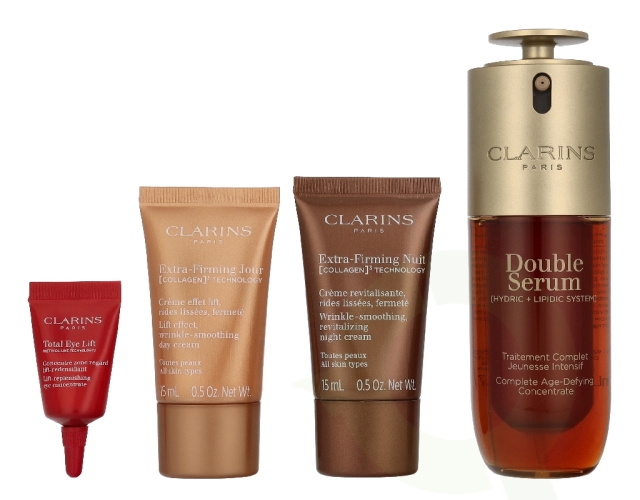 Clarins Visibly Firming Age-Defying Set 83 ml Serum 50ml/Day Cream 15ml/Night Cream 15ml/Eye Gel 3ml