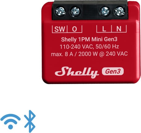 Shelly 1PM Mini Gen3 -relekytkin wifi-verkkoon