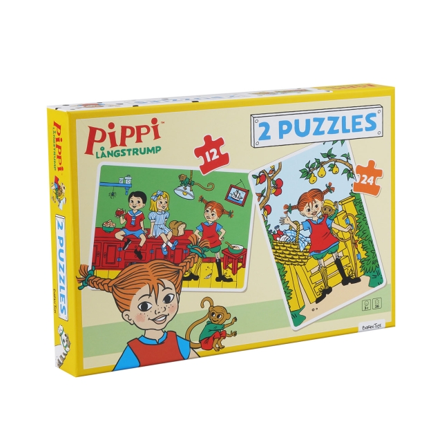 ASTRID LINDGREN Palapeli Pippi 2 Palapelit 12 Kpl + 24 Kpl