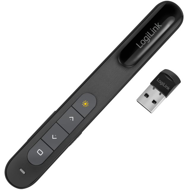 LogiLink Trådlös presentatör med laserpekare Svart