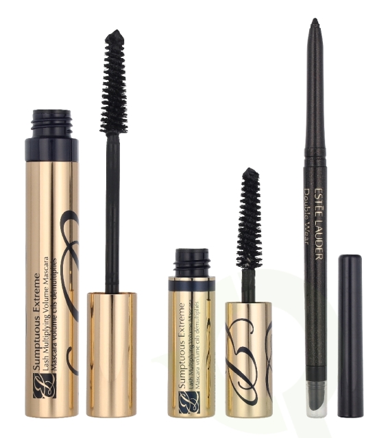 Estee Lauder Sumptuous Extreme Mascara Set 11.15 ml Mascara Black 8ml/Double Wear Infinite Waterproof Eyeliner 0,35gr /Sumptuous Extreme Mascara Super Volumizzante Black 2,8ml