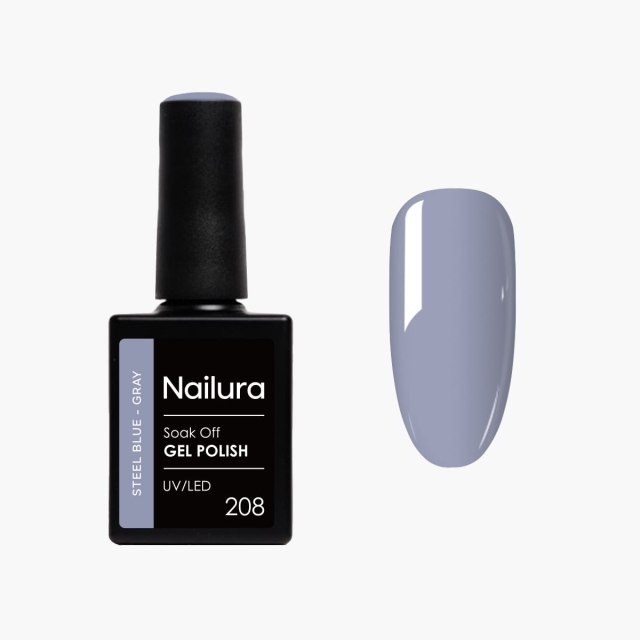 Nailura Geelilakka 208 – Teräs sininen harmaa – 10 ml