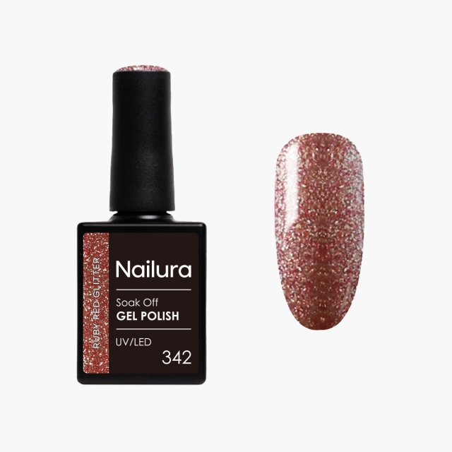 Nailura Geelilakka 342 – Ruby Red Glitter – 10 ml
