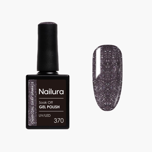 Nailura Geelilakka 370 – Charcoal Gray Sparkle – 10 ml