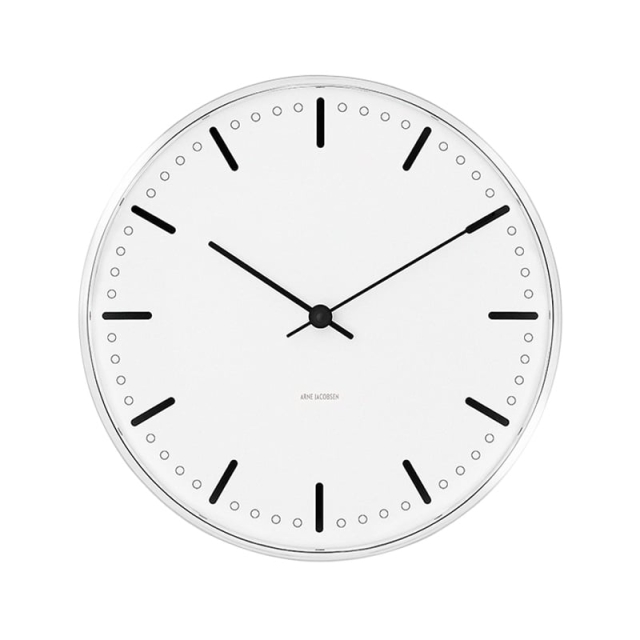 Arne Jacobsen Clocks Arne Jacobsen – City Hall -seinäkello – Ø29 cm – valkoinen