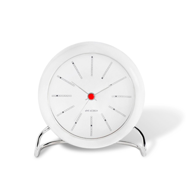 Arne Jacobsen Clocks Arne Jacobsen – Bankers -pöytäkello – Ø11 cm – valkoinen