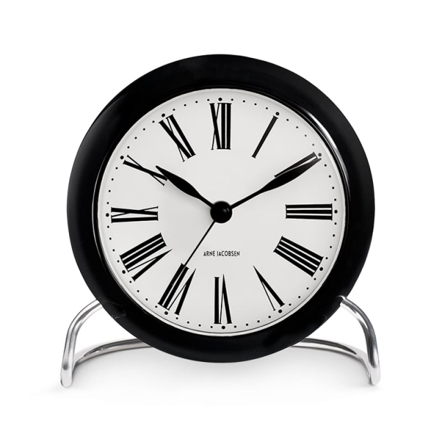 Arne Jacobsen Clocks Arne Jacobsen – Roman -pöytäkello – Ø11 cm – valkoinen ja musta