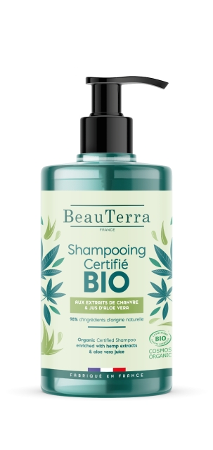 BeauTerra Luomushampoo, jossa on hamppua ja aloe veraa – 750 ml