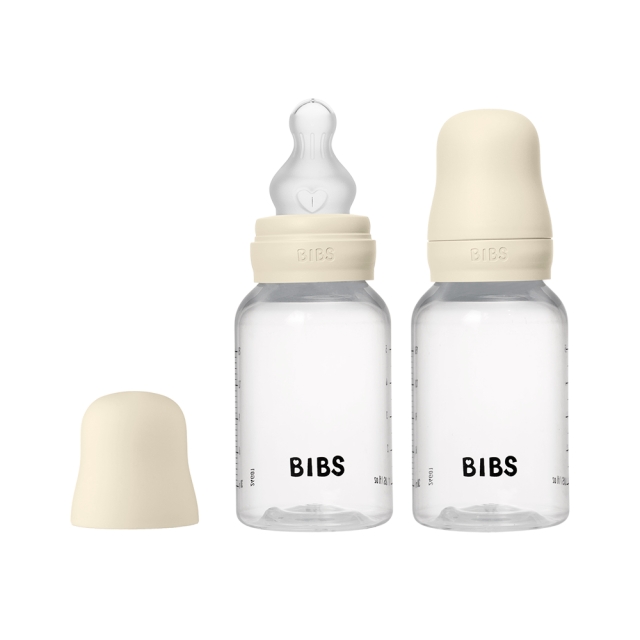 BIBS Pyöreät silikoniset tuttipullot, 2 kpl – Ivory – 150 ml