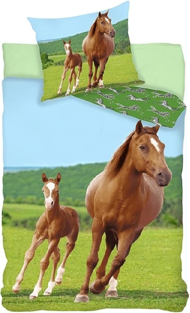 BrandMac Vuodevaatteet – Aikuisten koko 140 x 200 cm – Hevonen ja varsan (1000513)
