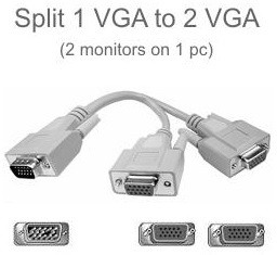 VGA-jakaja, 1 VGA-uros ja 2 VGA-naaras ryhmässä TIETOKOONET & TARVIKKEET / Kaapelit & Sovittimet / VGA / Kaapelit @ TP E-commerce Nordic AB (38-1009)