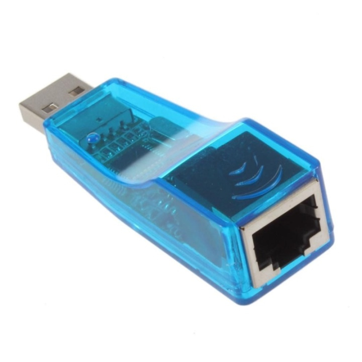 USB nätverksadapter, 10Mbps, transparent, blå ryhmässä TIETOKOONET & TARVIKKEET / Verkko / Verkkokortti / USB @ TP E-commerce Nordic AB (38-1020)