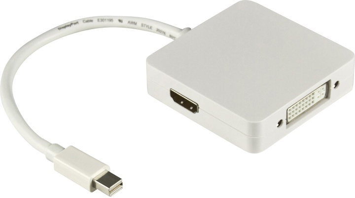 DELTACO Mini DisplayPort - DVI/HDMI/DisplayPort, Ultra HD 30Hz ryhmässä KODINELEKTRONIIKKA / Kaapelit & Sovittimet / HDMI / Sovittimet @ TP E-commerce Nordic AB (38-11501)