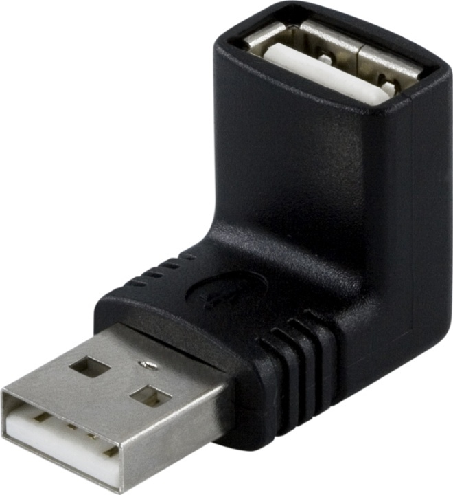 DELTACO sovitin, USB-A uros - USB-A naaras, kulmaliitin ryhmässä TIETOKOONET & TARVIKKEET / Kaapelit & Sovittimet / USB / USB-A / Sovittimet @ TP E-commerce Nordic AB (38-13448)