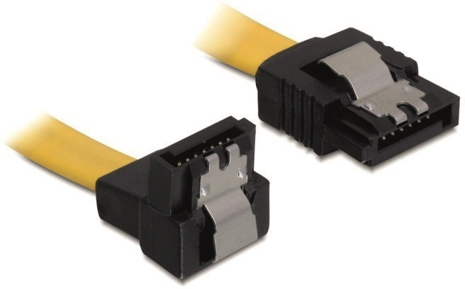 DeLOCK SATA-kabel, 6Gb/s, låsclip, vinklad(nedåt)-rak, 0,5m, gul ryhmässä TIETOKOONET & TARVIKKEET / Kaapelit & Sovittimet / Sisäinen / SATA @ TP E-commerce Nordic AB (38-16187)